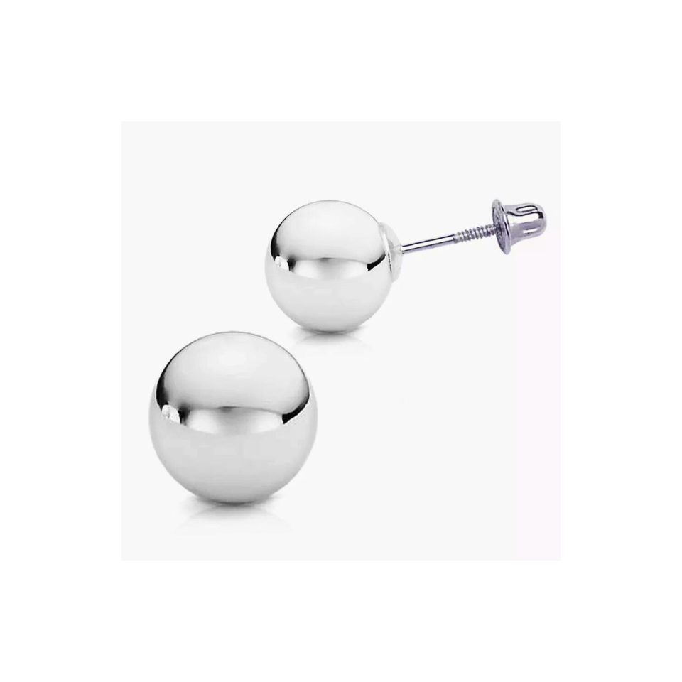 14K Gold Minimalist Round Hollow Ball Screw Back Stud Earrings