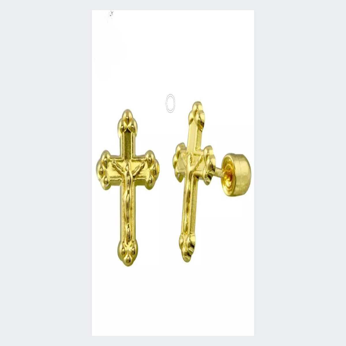 14k Gold Jesus Cross Catholic Crucifix Stud Earrings with Secure Screw Back | Religious Jewelry